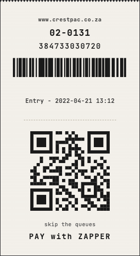 Crestpac QR parking ticket scanned by luō app