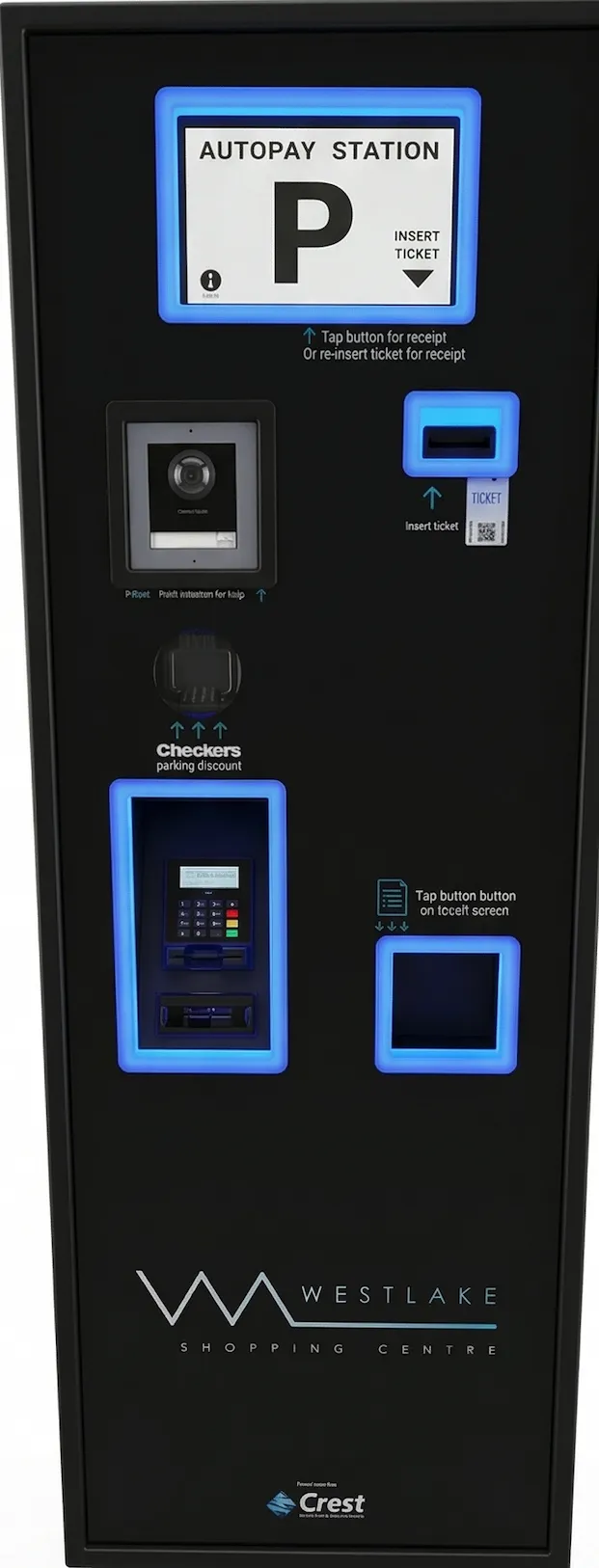 Crestpac pay station, contactless parking payment terminal powered by luō