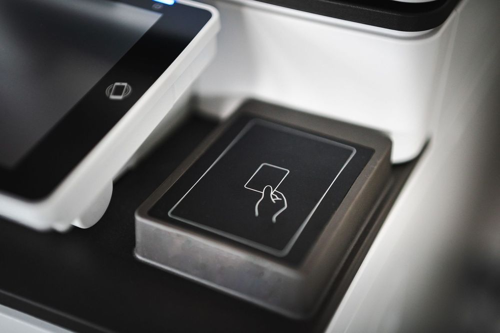 A contactless card reader on a payment terminal